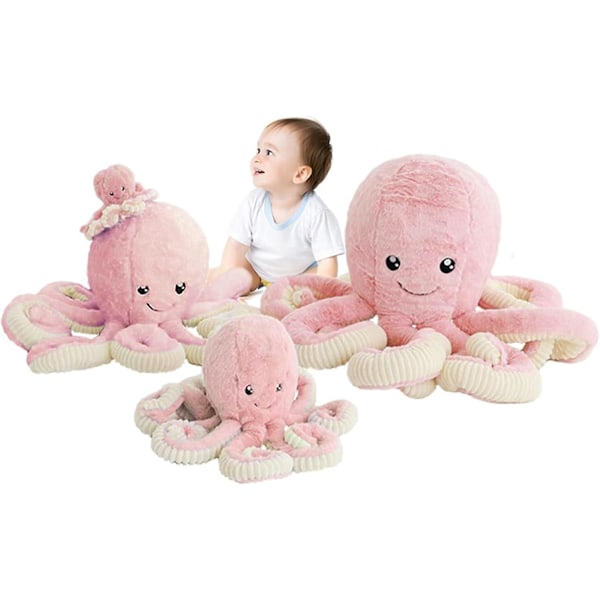 Oktopus-Pehmolelut, Oktopus-Plush-Nukke Leikkilelut Lapsille Tytöille Pojille Aikuisten Syntymäpäivä Joululahja 7 Tuumaa Vaaleanpunainen