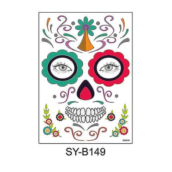 Vanntett Sweat Deads Day Masquerade Funny Makeup Midlertidig Sticker Halloween Face Tattoo Sticker #9