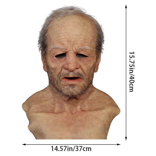 Old Man Cosplay Party Masker Ansiktsdeksel Latex Hodeplagg Mask