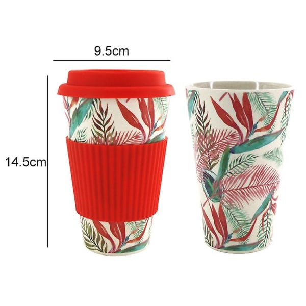 400 ml Återanvändbara kaffekoppar av bambufiber Silikon Miljövänliga resekaffemuggar Röda