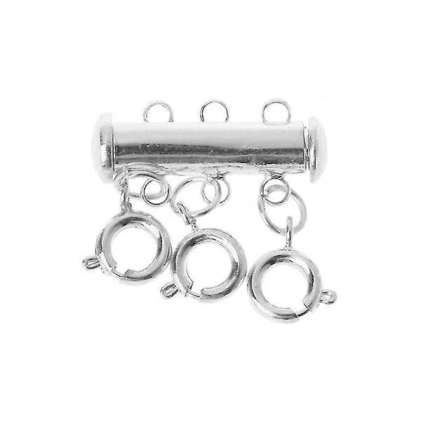 Magnetlås Halsband Rörlås Flerlagers låsande smyckeskopplingar (silver 3)
