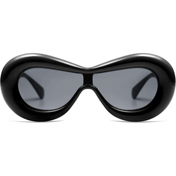 Överdimensionerade tjocka uppblåsta solglasögon Damer Trendiga Oval One Glasögon Roliga Estetiska nyanser Vl9729