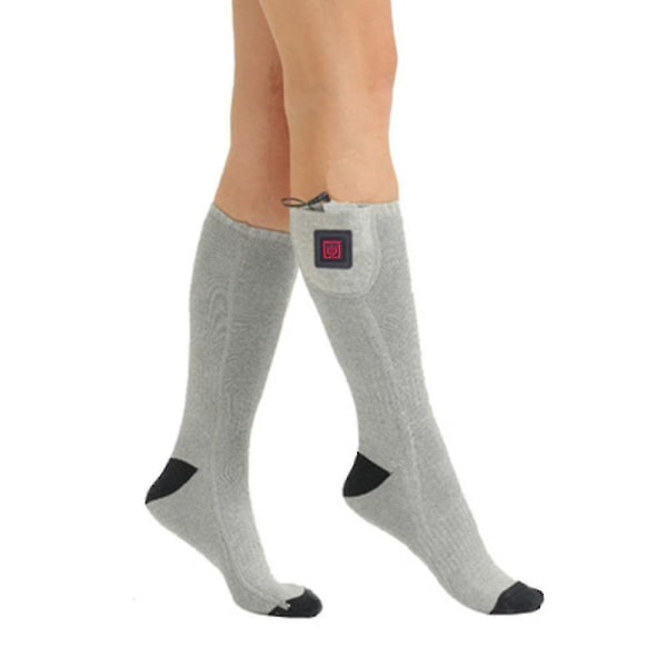 Oppvarmede sokker oppladbart elektrisk batteri Unisex termisk fotvarmer (grå)