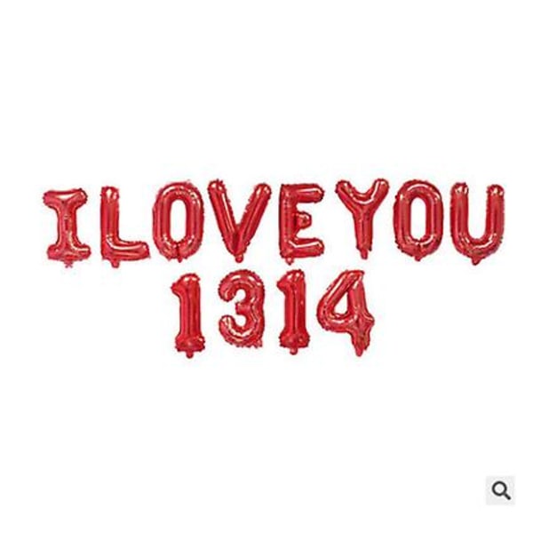 Kultainen 16 tuuman englantilainen kirjain Iloveyou1314 ilmapallopuku Ehdotus tunnustus Rakastan sinua Ilmapallot (punaiset)