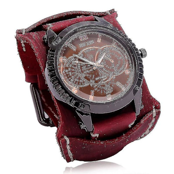 Big Dial Quartz- Lovers Wide Leather Punk, Bracelet Sport Watch