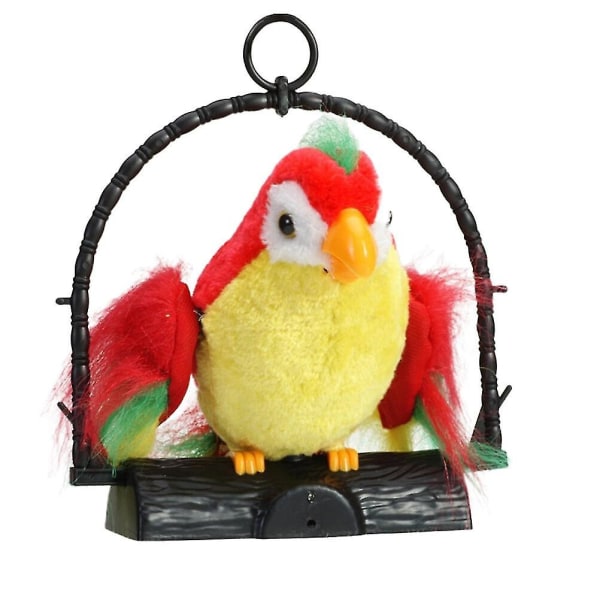 Elektrisk opptak Talende papegøye leketøy barn tidlig pedagogisk leke hengende dekorasjon uten batteri Rød (15x18 cm, rød)