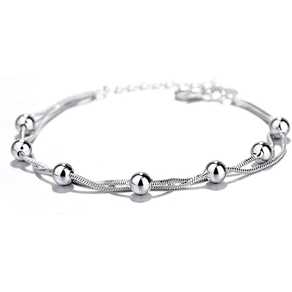 925 Sterling Sølv Armbånd For Kvinner Tenåringsjenter, Kjærlighet Hjerte Charm Kjede Armbånd Bangel Mote Smykker Gaver - -