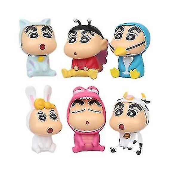 6 cps Crayon Shinchan Animal Cos Anime Doll Toy Model Barnleksak Födelsedagspresent