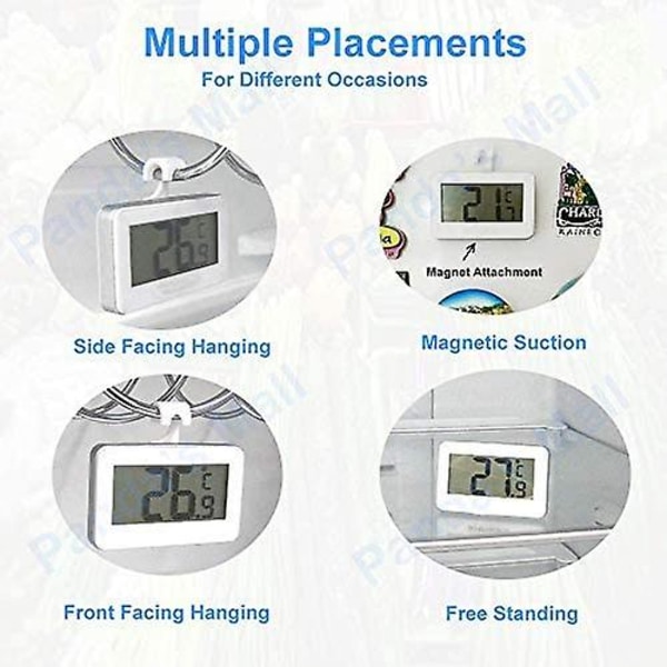 Digital KylskåpsTermometer, Mini Digital LCD-Termometer, Temperatur -20 Till 60c, Lättläst LCD-Display, Max Min-Registreringsfunktion, Perfekt För Hemmet