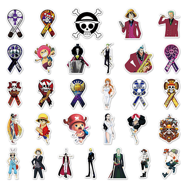 56 stk Anime One Piece Luffy Stickers - Perfekt til Notesbog, Motorcykel, Skateboard, Computer, Mobiltelefon - Tegneserieinspirerede Dekaler