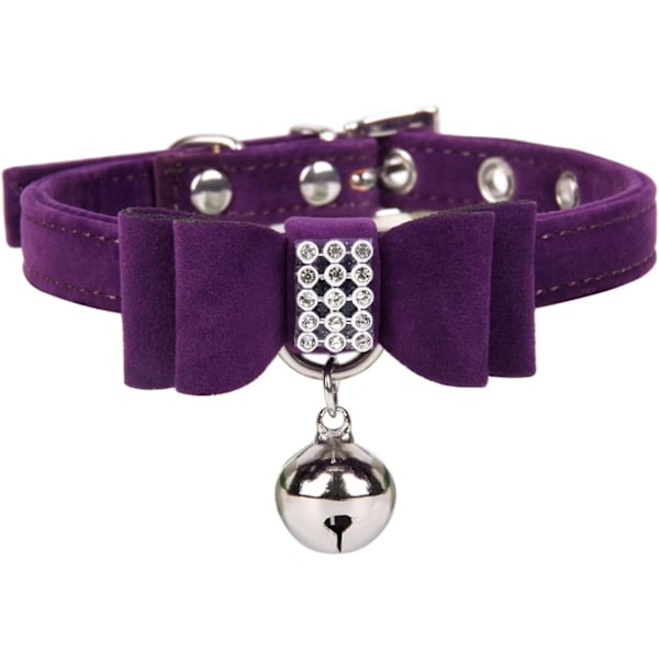 Girl Dog Collars For Medium Dogs With Bow Velvet Elegant Bow Rope Cat Collar Bell Chain Pet Collar Wide Dog Collars For Large Dogs (purple, M)