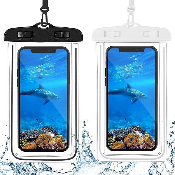 2 st vattentät smartphone-väska, universal Ipx8 vattentät påse strandtillbehör telefonpåsar för Iphone 13/12/11 Mini Pro Max Xs Xr X, Huawei P30