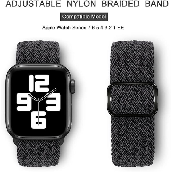 Stretchiga nylon solo-band som är kompatibla med Apple Watch -band 41 mm 40 mm 38 mm för kvinnor män, justerbara elastiska flätade sportarmband för Iw