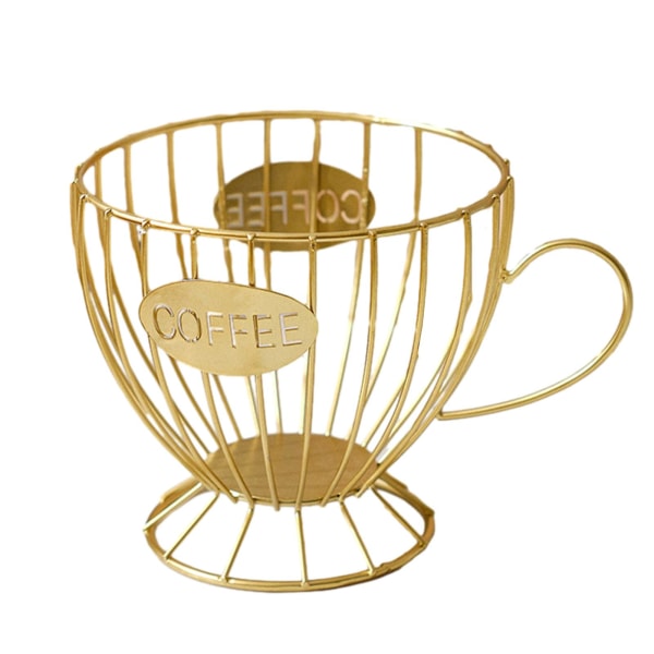Stilfuld metal kaffepudestativ Enkel slidstærk snack-arrangør til bordbord (1, guld)