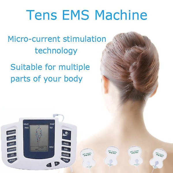 Elektrisk muskelstimulator Tens Akupunktur Kroppsmassasjeterapi Nerve EMS Tens Machine for Back Nakke Fot Kroppssmertelindring（Enhetssett）
