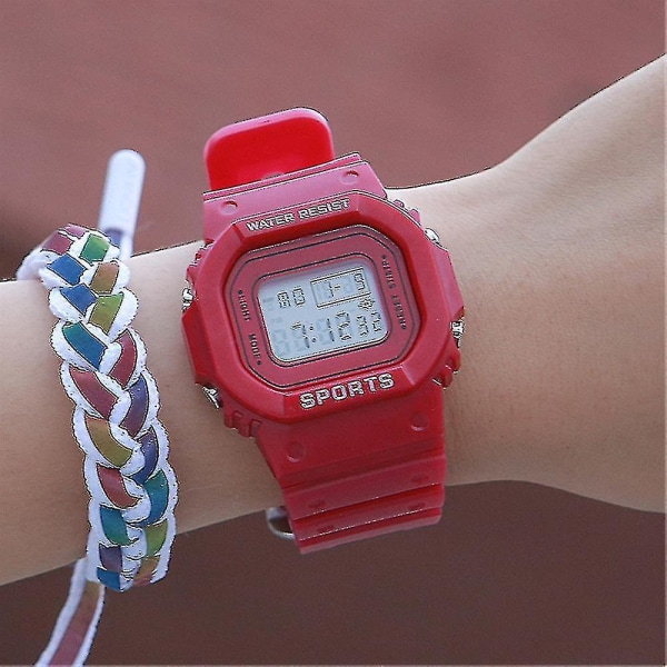 Kids Adults Multifunctional Electronic Digital Watches Waterproof Gifts Red