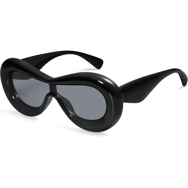Överdimensionerade tjocka uppblåsta solglasögon Damer Trendiga Oval One Glasögon Roliga Estetiska nyanser Vl9729