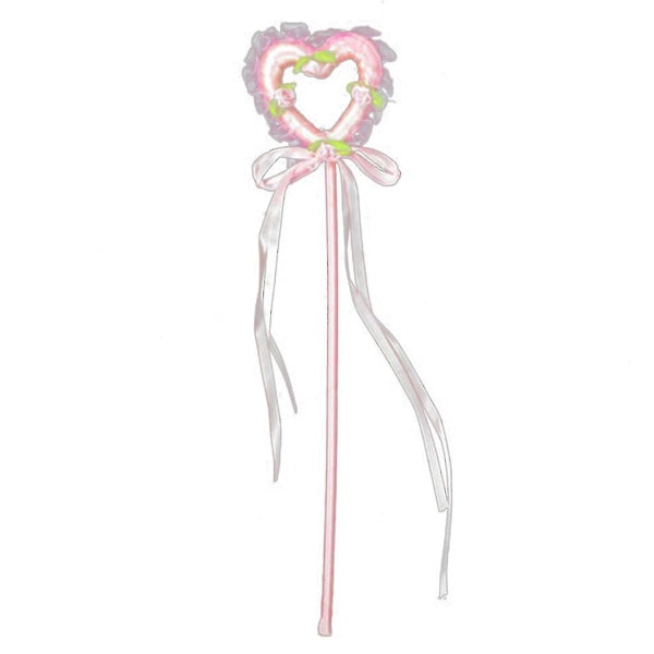Hjärtstav Barnflicka Magisk Scepter Födelsedagsfest Kostym Fairy Angel Fancy Stick (rosa)