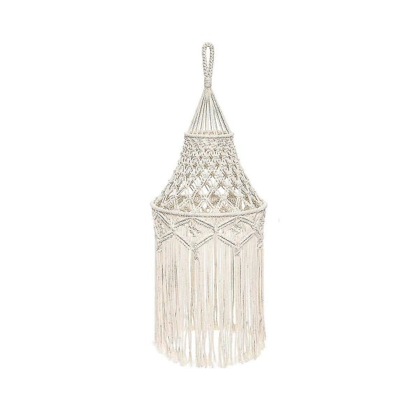 Nordic Macrame Woven Tapestry Lampeskjerm Boho Hengende Lampe Deksel Tak Pendellampe For Home Bedr（Beige）