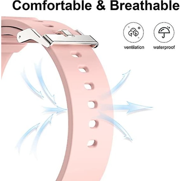 2 stycken pink+blå) 20 mm ersättningsrem för Smart Watch, Hudvänlig mjuk silikon snabbkoppling, Smart Watch -rem