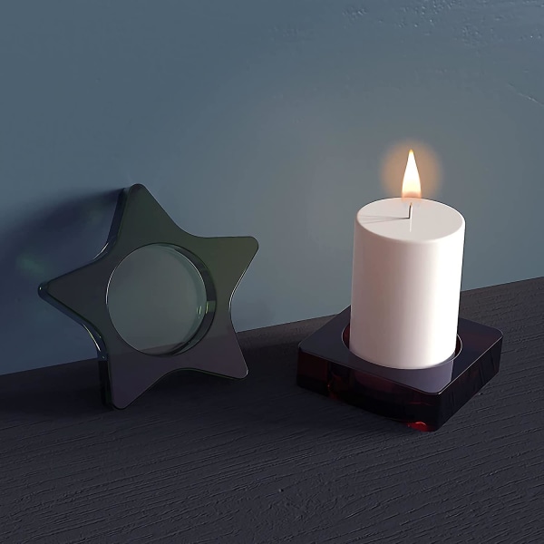 2 kpl / set Pentagrammi ja nelikulmainen kynttilänjalka mold, kynttilänjalka epoksivalu molds itse kynttiläntelineen, koristeiden valmistukseen, savikäsityölle