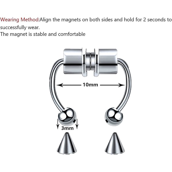 Easygnal Magnetisk Septum Nesering Hestesko Rustfritt Stål Falsk Nesering Klipp På Nesering