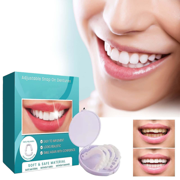 Protesetenner Midlertidige falske tenner for å klikke på øyeblikkelig og selvtillit smil, tannfiner for midlertidig tannrestaurering (1 par)