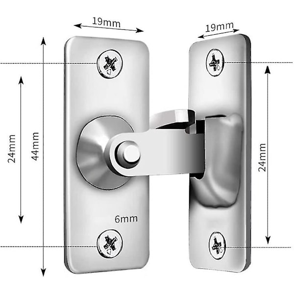 90 Graders Højre Vinkel Rustfrit Stål Dørlås, Brugt Til Træhegn, Døre Og Vinduer, Skydedøre (Sølv)