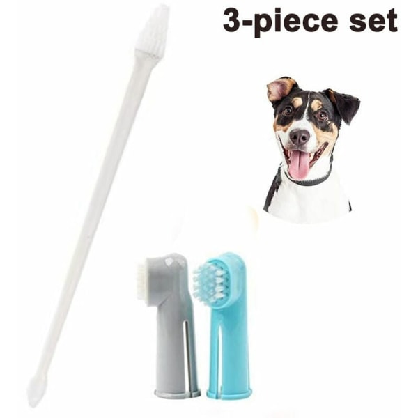 Hundtandborstepaket 1 tandborste med långa skaft + 2 hundtandborstesats för hundtandvård
