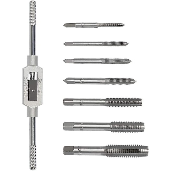 Thread Gauge 8 Piece Tap Wrench Set, Metric Tap Set, Hand Screw Taps, Metric Thread Tap Set, M3 M4 M5 M6 M8 M10 M12 Tapping Drill Bit Set With 1/16-1