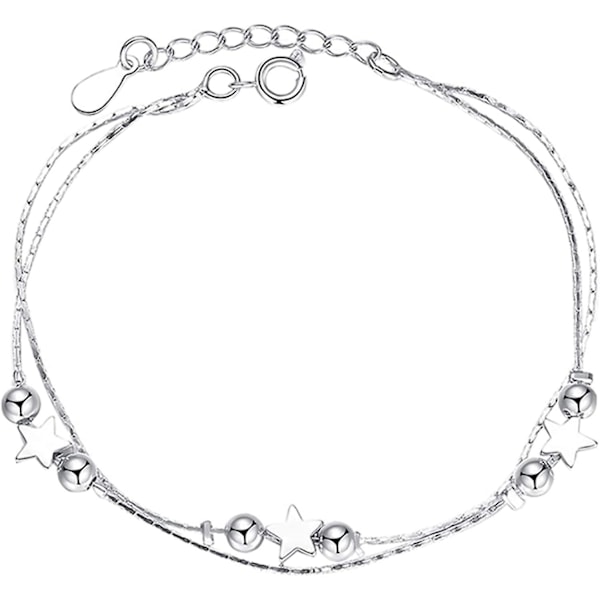 Silverarmband för kvinnor, trendiga armband med hjärt- och stjärnpärlor, charmarmband, armband, handkedja, smycken, gåvor