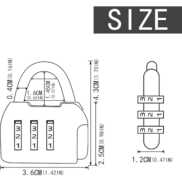 3 Lukon Paketti, Musta Digitaalinen Turvalukko, Nollautettavat Koodi Lukot, Matkalaukun Lukot, Pieni Ulkokäyttöön Sopiva Vedenkestävä Koodi Lukko