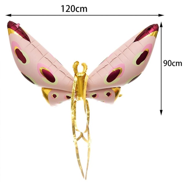 2 st Fjärilsfolieballonger, 47 tum/120 cm Stora Änglavingar Ballon, Mylar Fjärilsvingar Ballonger för Tematfest, Bröllop Födelsedagsfest Dekoration