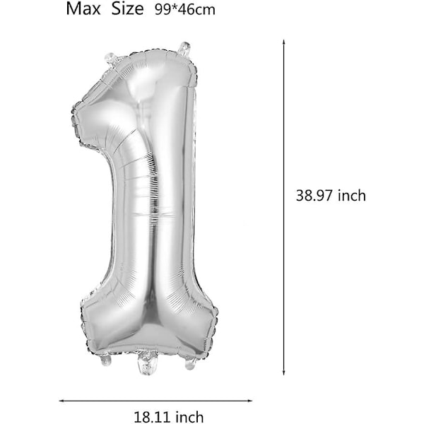 40-tums Silver Stor Aluminiumfolie Nummer Ballong Födelsedagsfest Dekoration Stor Ballong (40-tums Silver) (1)