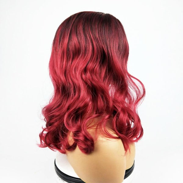 Naisten peruukki gradientti pitkät kiharat hiukset Big Wave viininpunainen