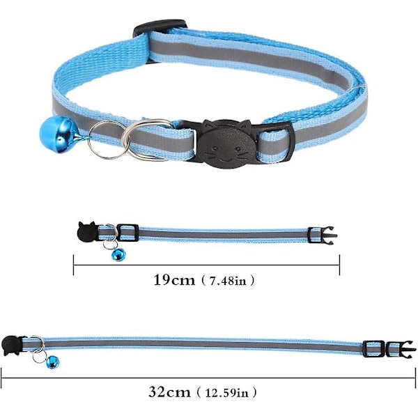 Kissan kaulapanta turvakiinnityksellä, 12 kpl heijastavia kissan kaulapanttoja kelloilla, turvallinen säädettävä 19-32 cm, fluoresoiva