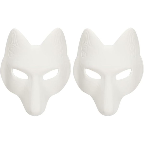 Susinaamio Eläinnaamarit 2kpl Fox Mask, Halloween White Fox Mask Eläinnaamari Tee itse tyhjä naamio Halloween-asuun (A)