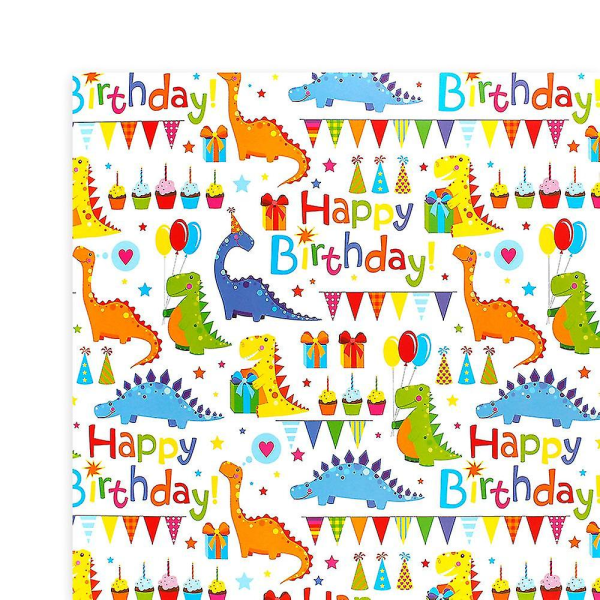 Födelsedagspapper 5 ark Presentpapper för barn Grattis på födelsedagen Tecknade djur Återvinningsbara omslag 50x70cm