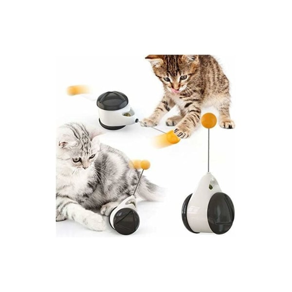 Smart kattleksak med automatiska hjul, ingen påfyllning av kattleksak med boll, kattungeleksak med matare, interaktiv roterande leksak