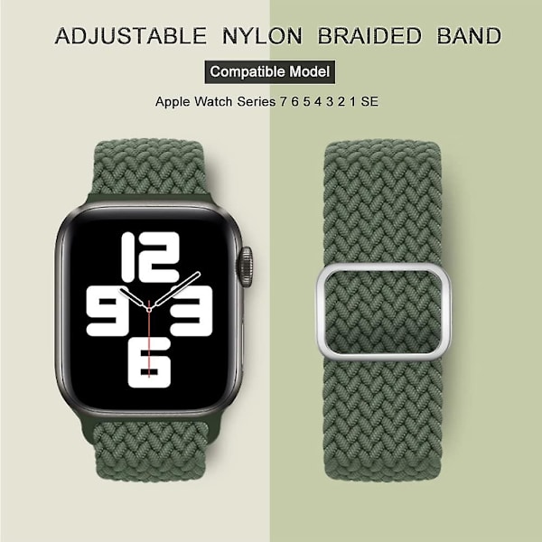 Strækbare Nylon Solo Loop-bånd Kompatibel med Apple Watch Band 41mm 40mm 38mm til Kvinder Mænd, Justerbar Elastisk Flettet Rem Sport Håndledsremme til Iw