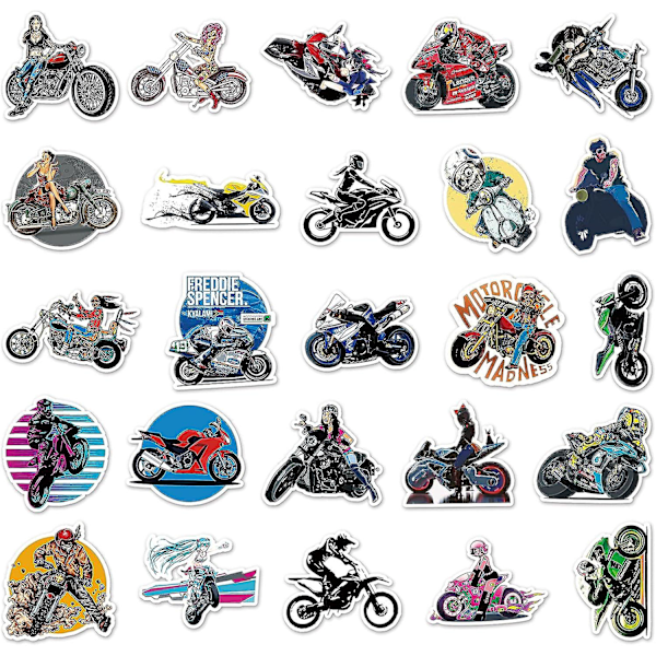 50 stk Kule Motorsykkel Doodle PVC Vanntette Klistremerker, Morsomme Trendy Dekaler Fargerik Klistremerkepakke For Laptop, Telefon, Skateboard, Bagasje, Vannflaske