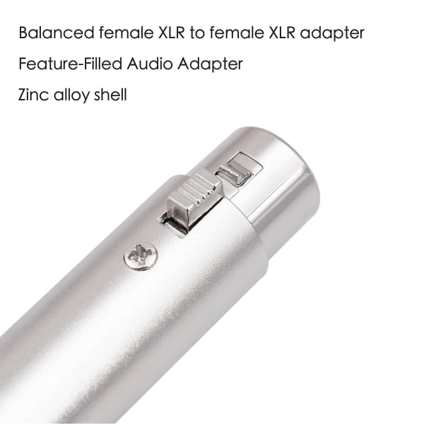 3-delers Xlr til Xlr Kjønnsbytteadapter, 3-pinners hunn Xlr-kontaktkobling kompatibel med mikrofon, mikser