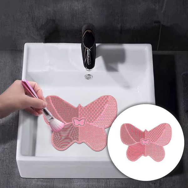 Sminkborste Rengöringsmatta Silikon Fjärilsformad Brush Cleaner Brush Cleaner Tvättdyna med sugkopp För Makeup Brushspink1st