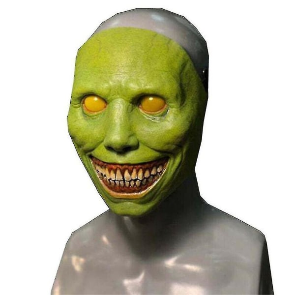 Halloween Horror Mask Cosplay Skræmmende Smiley Face Dæmon Mask Uhyggelig (grøn)