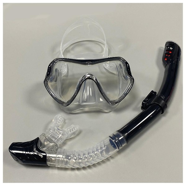 Stor ramme silikone dykkermaske Bærbar anti-lækage svømmemaske dykkertilbehør (sort gennemsigtig)