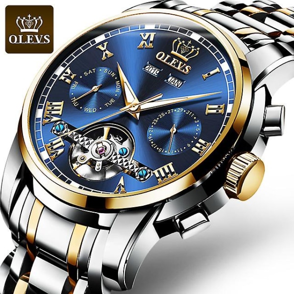 Olevs 6607 Men Stainless Steel Automatic Mechanical Watches Classic Br D