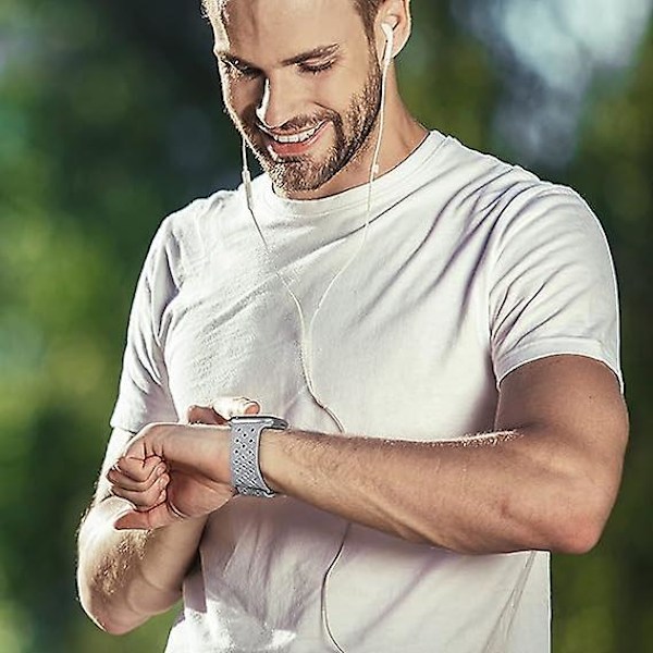 Silikonflettede Bånd Kompatibel med Apple Watch 38mm 40mm 41mm, Udskiftning Silikon Sport Åndbar Rem til Kvinder Mænd - Grå