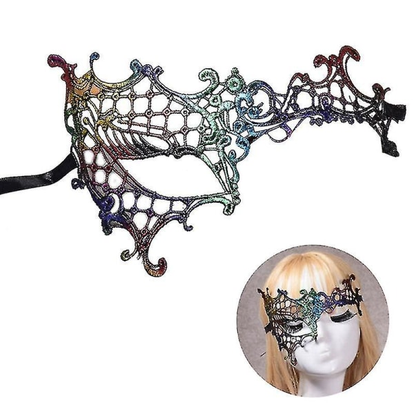 3 st sexig spetsmask i venetiansk stil maskerad ögonmask för balball Halloween karnevalsfest (färgglad)
