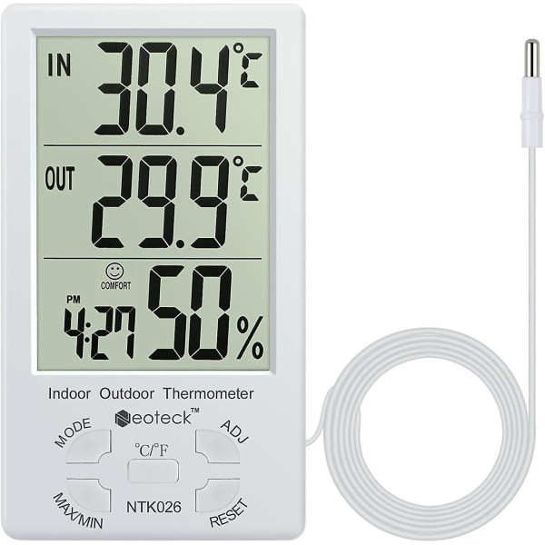 Termohygrometer LCD digitalt termometer Hygrometer innendørs og utendørs termohygrometer