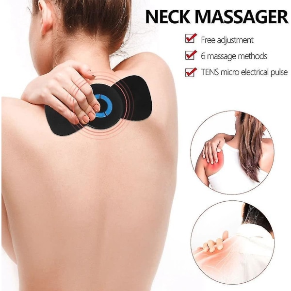 2st Mini Ems bärbar elektrisk nackmassager, cervikal massage för smärtlindring, minimassageanordning (2 st)